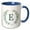 Blue/White, variant on 3drose, Wreath with Monogram Initial Letter E in Green on White Background., 11oz Two-tone Red Mug