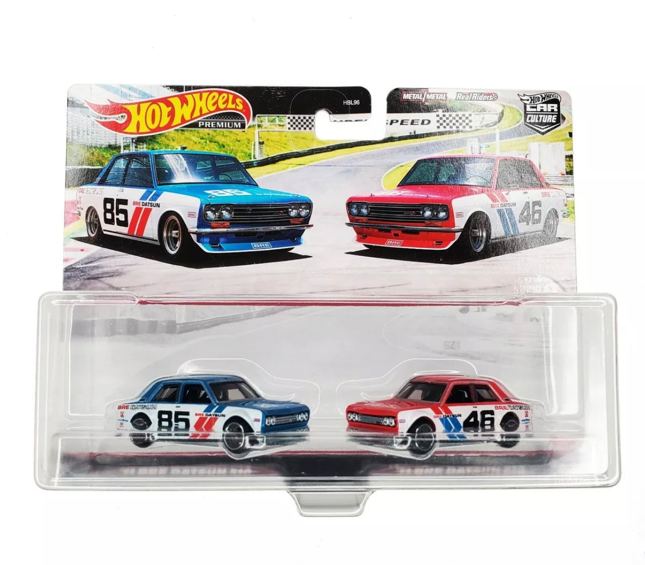 Hot Wheels Premiums 2-Pack Datsun 510 1:64 Scale Vehicles, Unique Pairings of Automotive Castings, Rolling Wheels, Realistic Details & Authentic Designs for Collectors & Car Enthusiasts