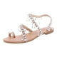 thumbnail image 2 of Sandalias planas sin cordones con borlas de diamantes de perlas exquisitas de estilo romano romántico para mujer, pantuflas informales, zapatos de playa para boda Wmkox8yii  shjk8190, 2 of 9