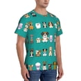 thumbnail image 4 of Yiaed Cartoon Dogs Print Mens Short Sleeve Tight Fit T-Shirt, Crewneck Casual Tee-Small, 4 of 5