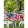 thumbnail image 2 of Outdoor Tablecloth with Umbrella Hole and Zipper, Valentine's Day Round Table Cloth 54 Inch Waterproof Tablecloth, Red Roses Gnomes Loves Romantic Plaid Picnic Table Cover for Patio Camping, 2 of 7