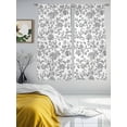 thumbnail image 4 of Sheer Curtains 72 Inches Long, Grey Flower Light Filtering Window Curtains for Living Room, Vintage Farmhouse Boho Leaf Spring Plant Rod Pocket Voile Sheer Curtain Drapes, 52"W x 72"L, 2 Panels, 4 of 8