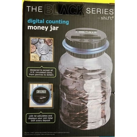 Bank digital counting money jar The Black Series US coins accepted.