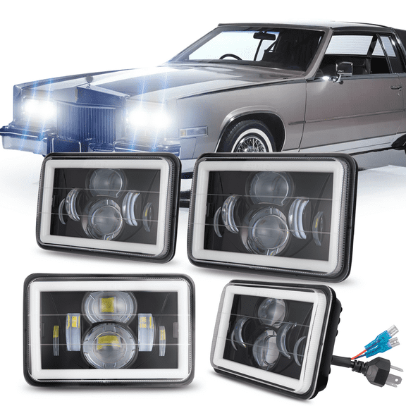 For Cadillac Eldorado 1975-1985 2PCS 4x6" LED Headlights DRL High-Low Beam DOT