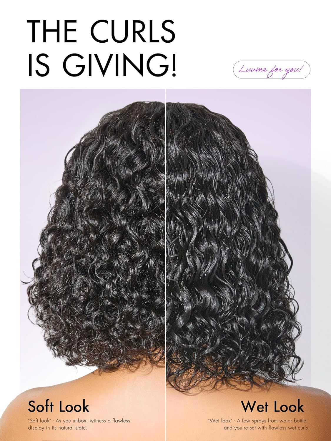 LUVME 5x5 HD Lace Front Deep Curly 10" 100% Human Hair Wigs Glueless Pre Cut Plucked Natural Color Straight Bleached Knots