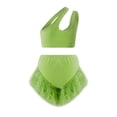thumbnail image 3 of VISgogo Conjunto de Pantalones Cortos para Mujer, Chaleco de Cuello Irregular con Pantalones Cortos de Plumas de Cintura Alta Traje de Verano para Club de Fiesta VISgogo  moda, 3 of 9