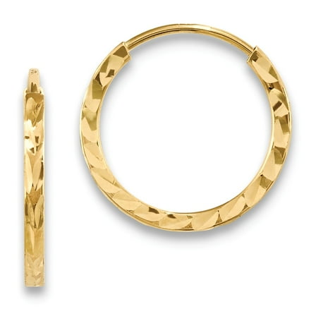 Primal Gold 14 Karat Yellow Gold Diamond-cut Square Tube Endless Hoop Earrings