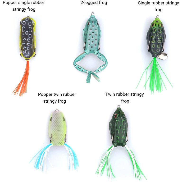 RUNCL Topwater Frog Lures with Twin Skirts, Soft Fishing Lure Kit