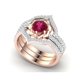 thumbnail image 3 of 3 Unids/set Deslumbrante Joyería De Boda Nupcial De Plata Esterlina 925 En Anillo De Piedras Preciosas Rojas Rosa De 18 Quilates Chapado Oro Natural, 3 of 3