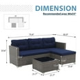 thumbnail image 2 of JOIVI 3 Pieces Patio Conversation Set, PE Wicker Rattan Outdoor Furniture Set, 2 Ways Small Sectional Sofa with Cushions, Tempered Glass Coffee Table, Navy Blue, 2 of 9