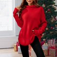 thumbnail image 4 of Vedolay Sweaters Womens 2023 Fall Fashion Long Sleeve Sweater Ruffle Slim Fit Pullover Top,Red M, 4 of 5