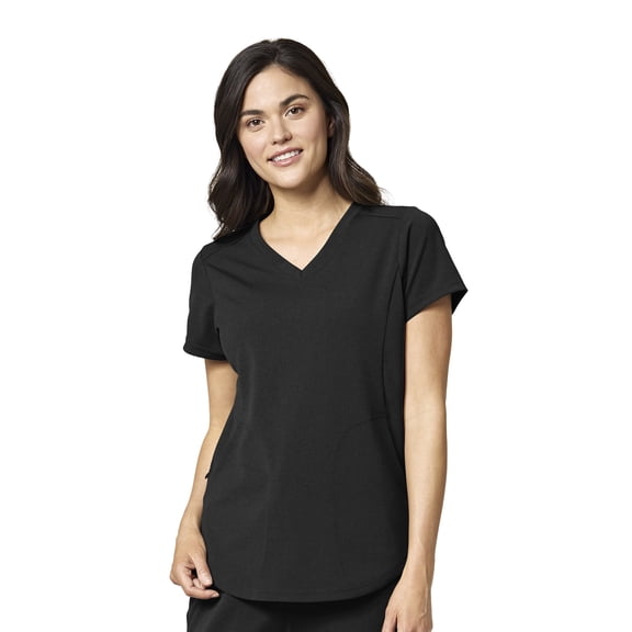 WonderWink Moto Women's 6199 Moto V-Neck Scrub Top Black Medium