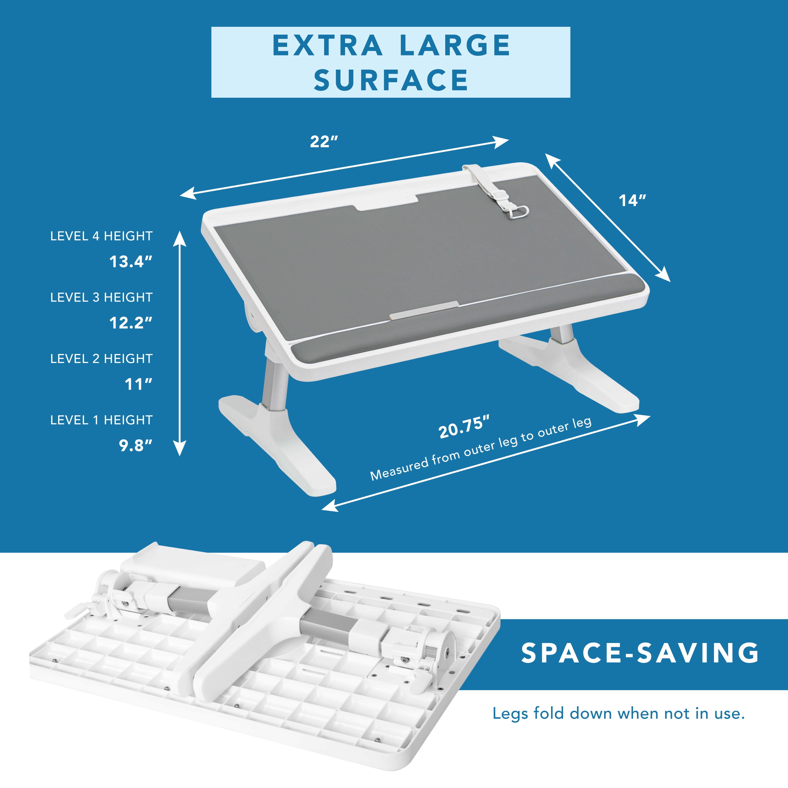 LapGear Tilt Table Lap Desk, Fits 17.3" Laptop, Gray Leather