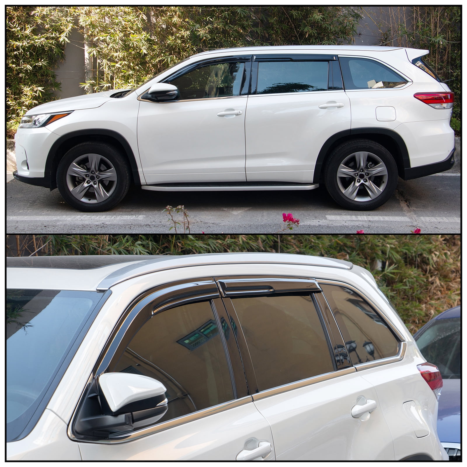 IKON MOTORSPORTS, Window Visor Compatible With 2014-2019 Toyota Highlander Vent Sun Shade Rain Guards Side Window Deflectors