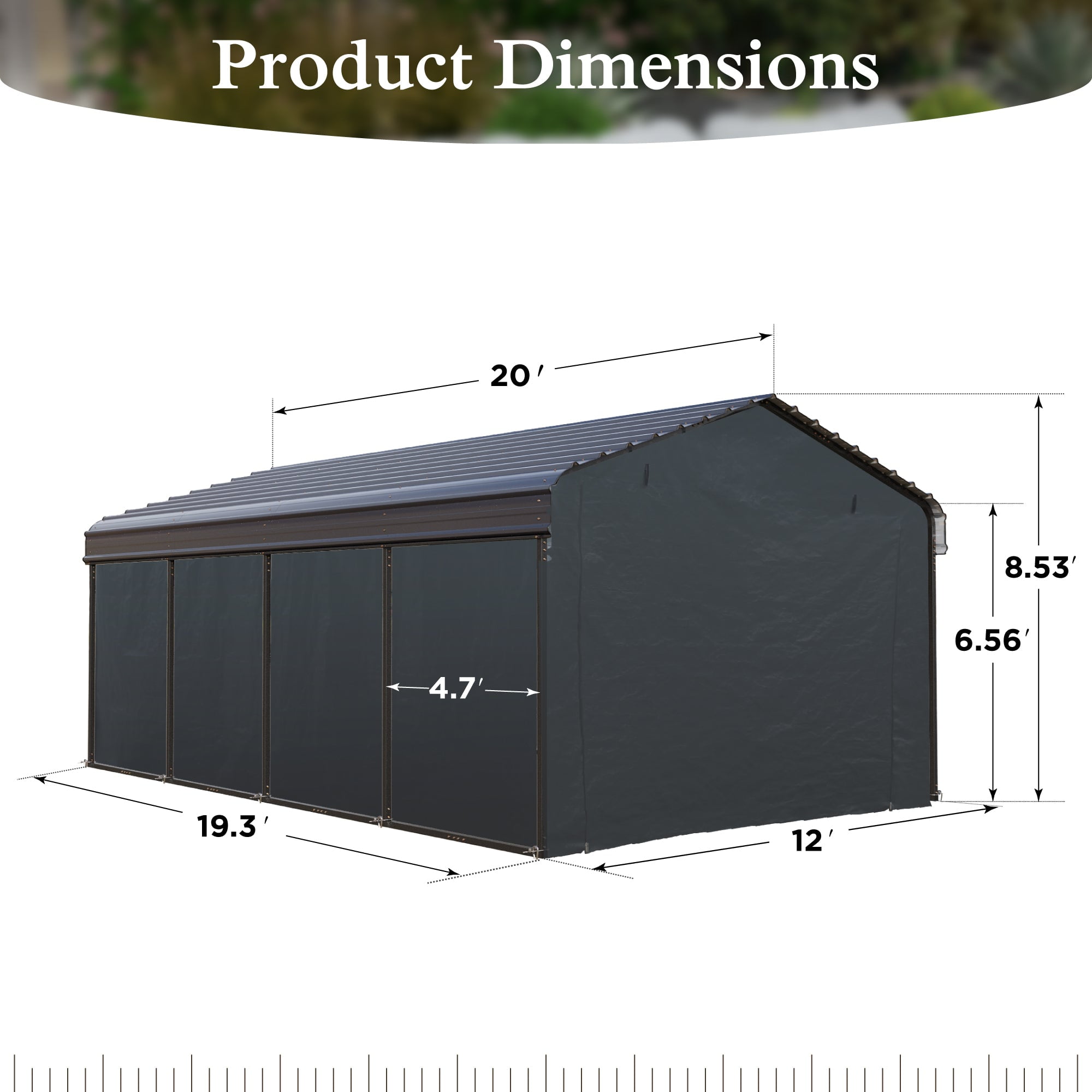 Alpha Joy Outdoor Large 12' x 20' Heavy Duty Galvanized