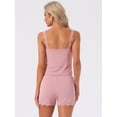 thumbnail image 4 of DARING DIVA Women's Pajama Sets Ribbed Knit Lace Tank Shorts Pants Sleepwear XS Pink, 4 of 7