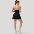 thumbnail image 6 of Women's Sleeveless Tennis Dress with Contrast Polo Collar and Flared Skirt Design - Small, Black, 6 of 7