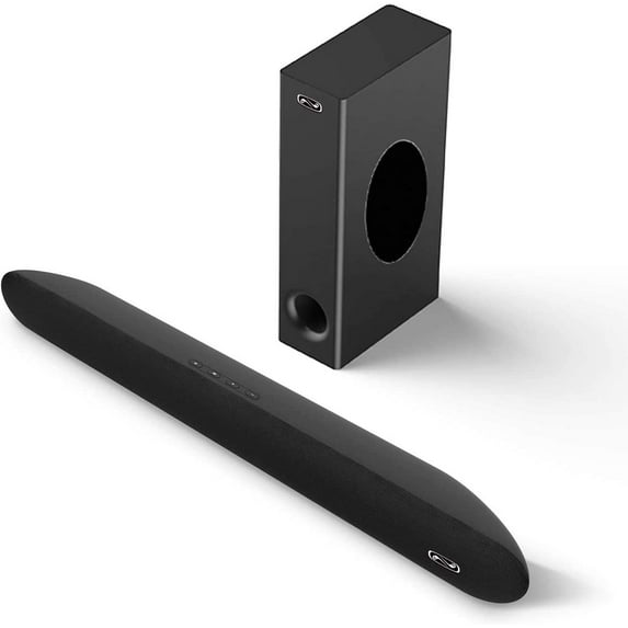 Bestisan ST-09 Sound Bar with Wired Subwoofer, 2.1 Channel 140 Watts, Bluetooth 5.0, Dual Connection Way, Bass Adjustable, Wall Mountable, DSP (2020 New Model) (Factory Recertified)