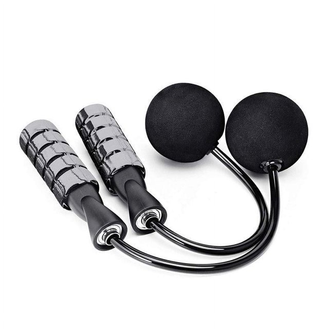 Cuerda de saltar inalámbrica para fitness, color gris, antienredos, con peso y asas de espuma viscoelástica para hacer ejercicio para hombres, mujeres y niños