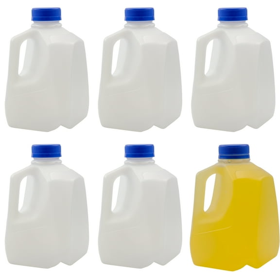 Cornucopia Brands 32oz Plastic Jugs (6-Pack); 1-Quart / 32-Ounce Bottles w/ Caps for Juice, Water, Sports and Protein Drinks and Milk, BPA-Free