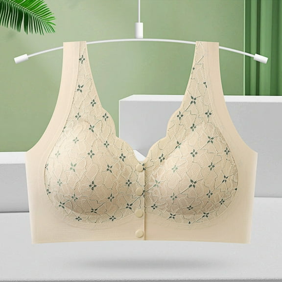 Censtreet Women's Front Close Bra T Back Full Figure Underwire Plus Size Seamless Unlined Bra for Large Bust