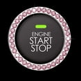 thumbnail image 1 of Pink Bling Crystal Rhinestone Car Engine Ignition Button Ring, Emblem Sticker, Girly Car Interior Accessory Decoration for Push to Start Button Cover, AC Control Knob,Car Shift Cover, 1 of 7