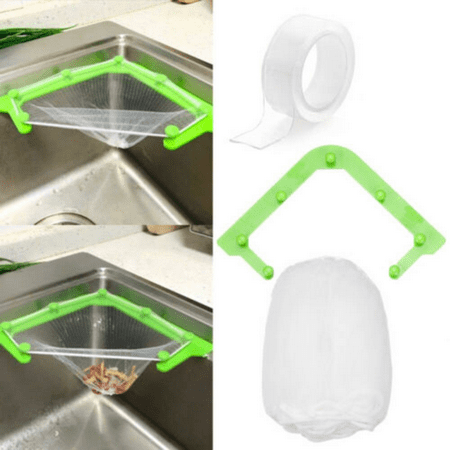 

QIFEI Triangle Tri-Holder Filter with 50pcs Sink Strainer Bag Corner Sink Strainer Basket Sink Garbage Storage Rack Holder Sink Filter Net Mesh Bag for Kitchen Waste Leftover