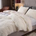 thumbnail image 3 of Plush Shaggy White Duvet Cover Set Queen Size 3 Pieces Luxury Fuzzy Comforter Cover Set, Soft Faux Fur Fluffy Winter Bedding Set (White, Queen), 3 of 8