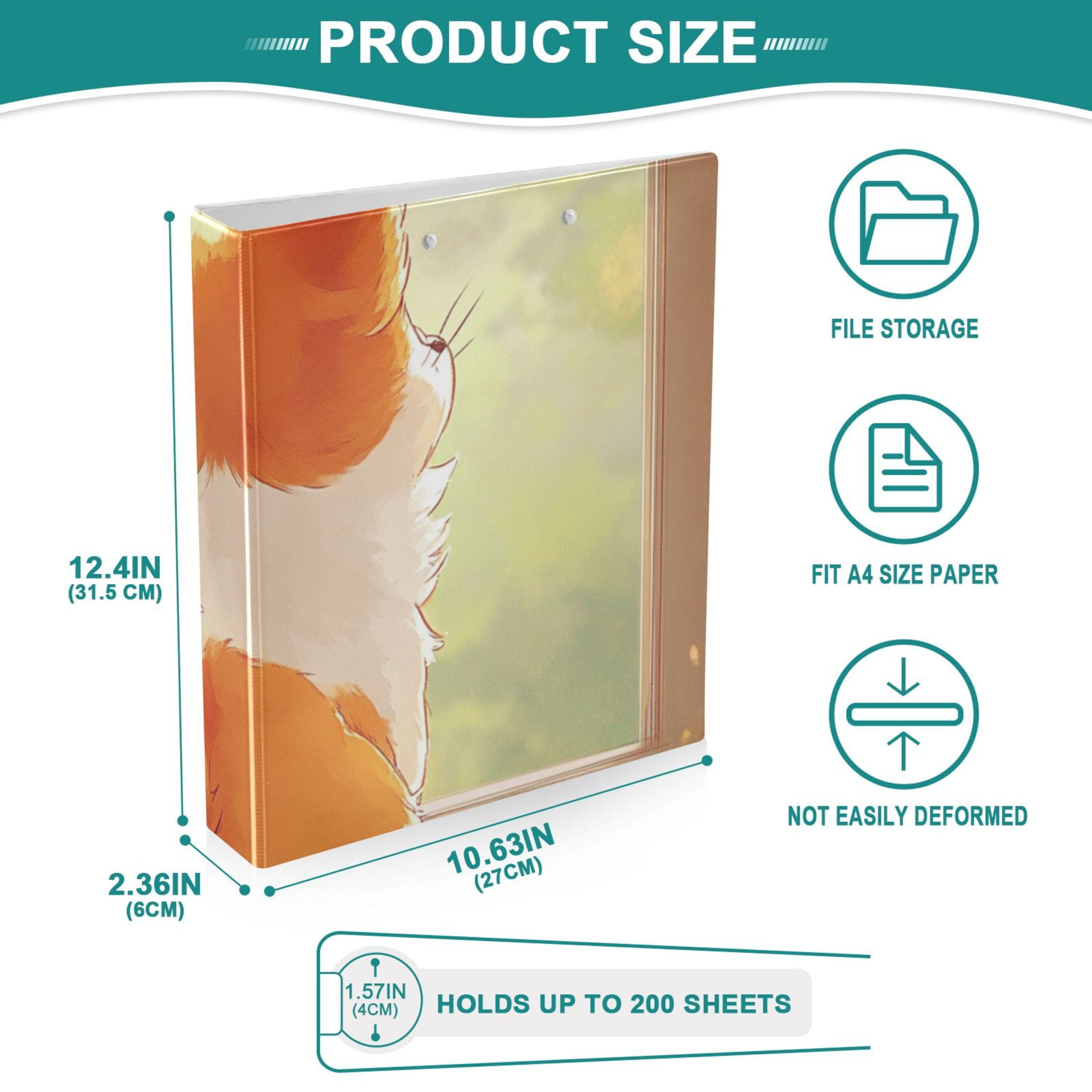 Corgi Dog 3 Ring Binders 1.5 inch Hardcover File Folders with Interior Pockets A4 Size Organizer for School Office Hospital