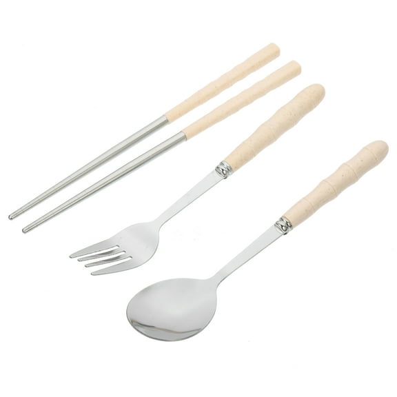 LABRIMP Reusable Spoon Cutlery Fork 1 Set Metal Tableware Beige Stainless Steel 1Set