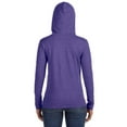thumbnail image 3 of JustBlanks Ladies 100% Combed Ring Spun Cotton Long Sleeve Hooded T-Shirt Relaxed unlined hood Semi-fitted contoured silhouette with sideseams, 3 of 3