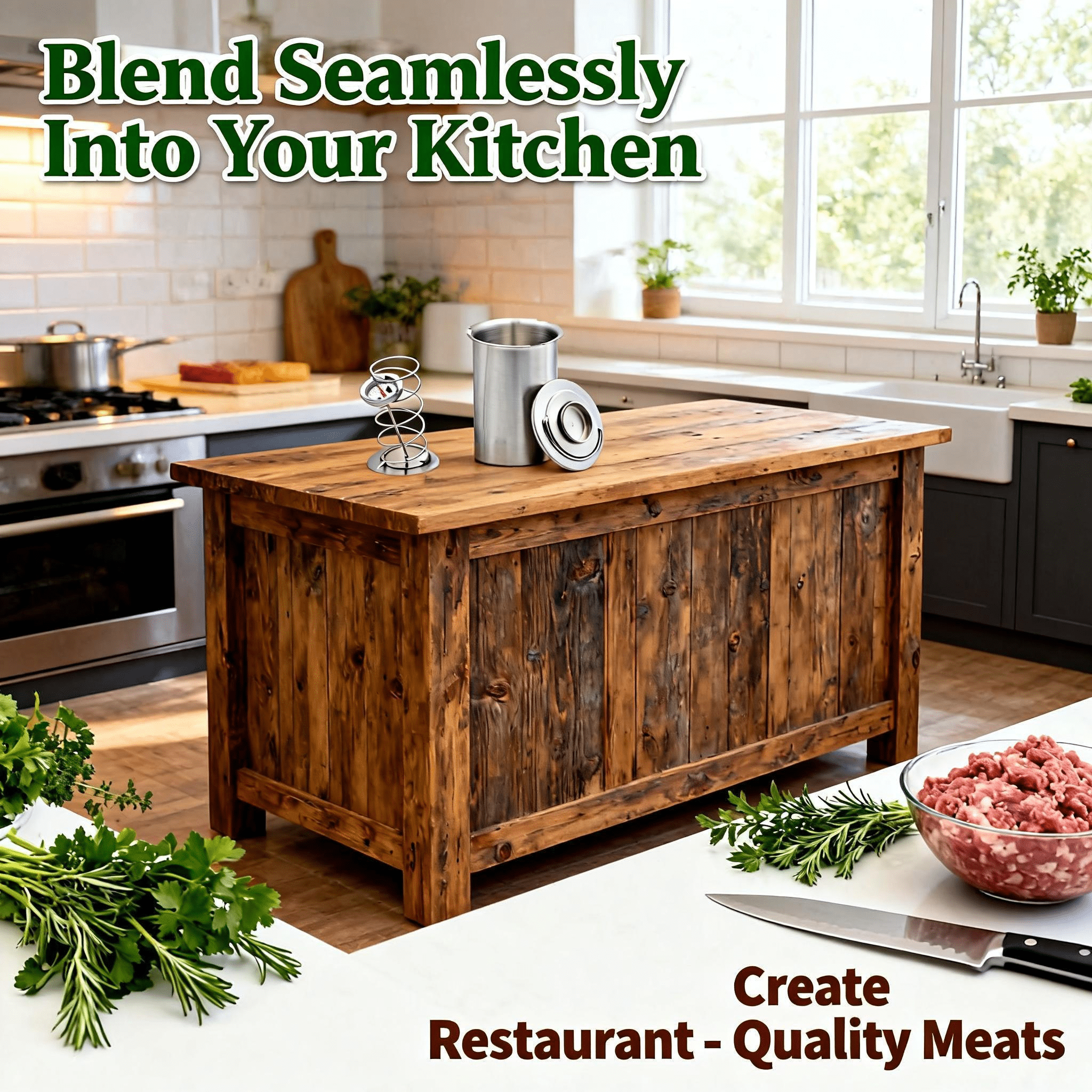 KLYZONIC Deli Meat Press, Stainless Steel Home Butcher Tool with Built-in Thermometer for Ham, Sandwiches, Roasts, Roulades