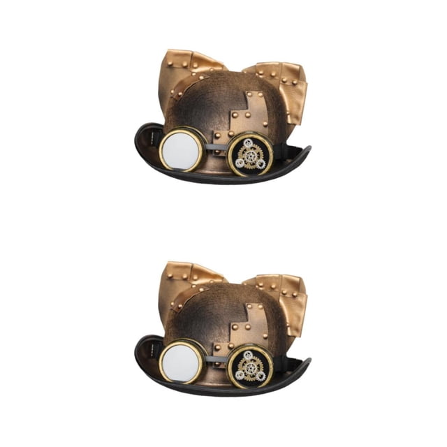 Bewildely Men Women Steampunk Floral Top Hat with Flower Goggles for Halloween Costume Tipo 7 2Conjunto