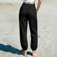 thumbnail image 5 of Womens Summer Linen High Waist Dressy Joggers Bow-Knot Loose Business Casual Pants for Vacation Travel Beach Trousers with Pockets Size S-2XL, 5 of 5