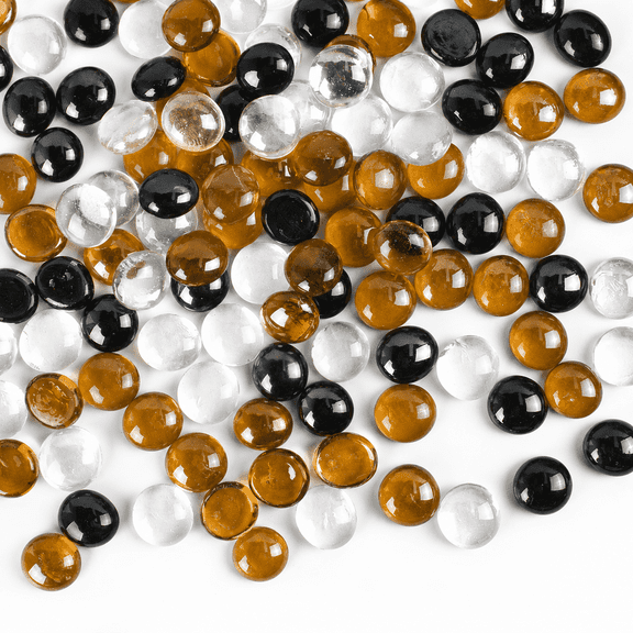  HUIANER Decorative Flat Glass Marbles Amber Mixed Gemstone Vase Fillers Beads Floral Fish Tank Rocks for DIY Crafts Fish Tank Aquarium (17-19mm,1.2lb/545g)