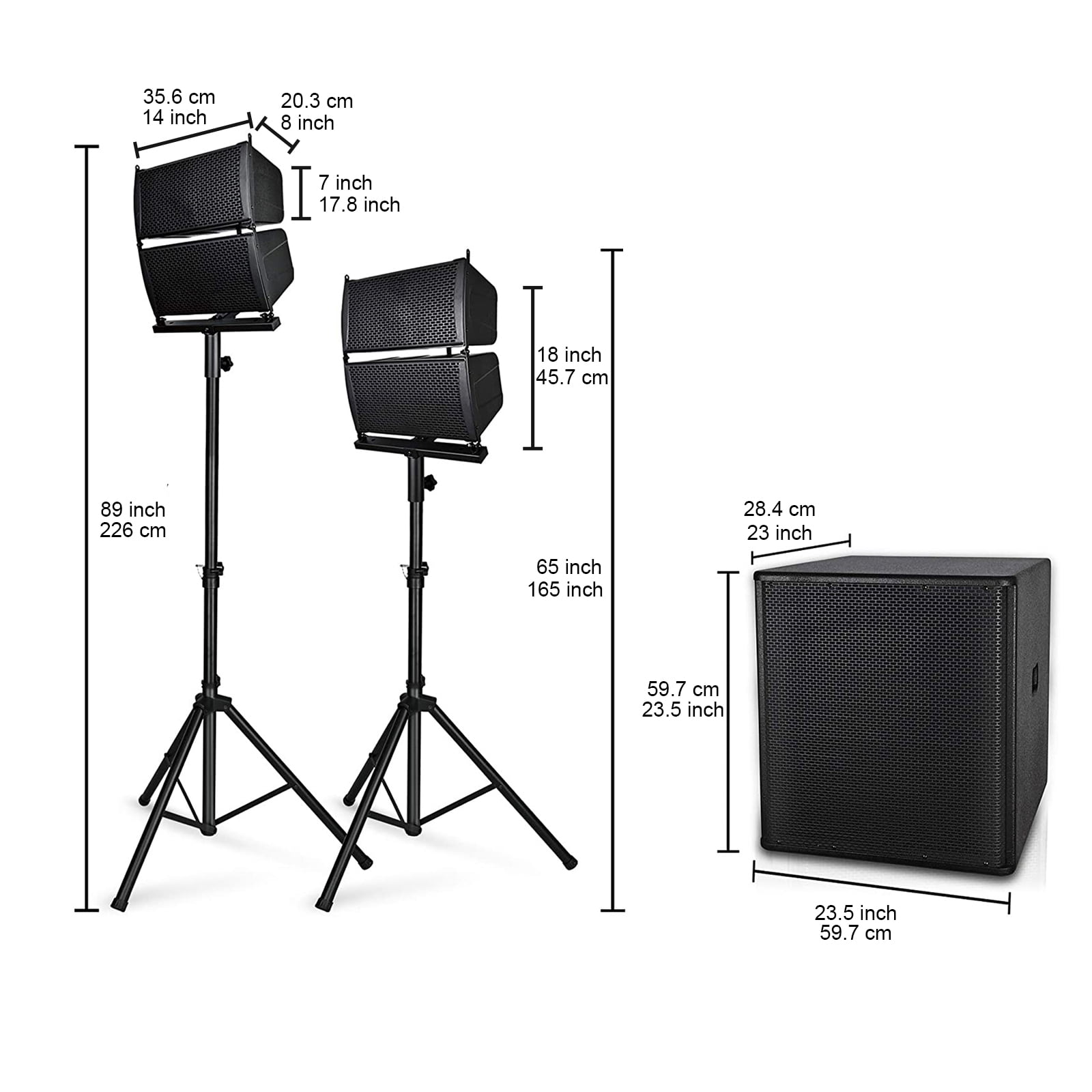 5000W P.M.P.O PRORECK CLUB 4000 18-inch 2.1 CHANNEL DJ/Powered PA Speaker System Combo Set 4x6.5-inch Line Array Speakers and 1x18 inch Subwoofers with Wireless/USB Drive Read/SD Card/Remote Control