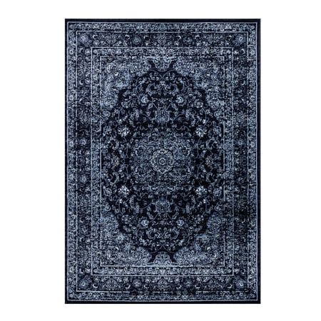 Traditional Rugs Blue Ladole Rugs Anatolia Collection Durable Traditional Stylish Area Rug Carpet in Navy Blue, 2x3 (2' x 3'3