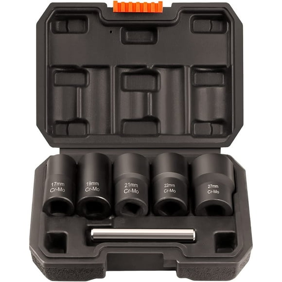 PinesC Lug Nut Remover, 6 Pieces Wheel Lock Removal Kit for Removing Stripped, Damaged, Frozen, Rusted, Rounded-Off Bolts, Nuts & Screws 6-piece