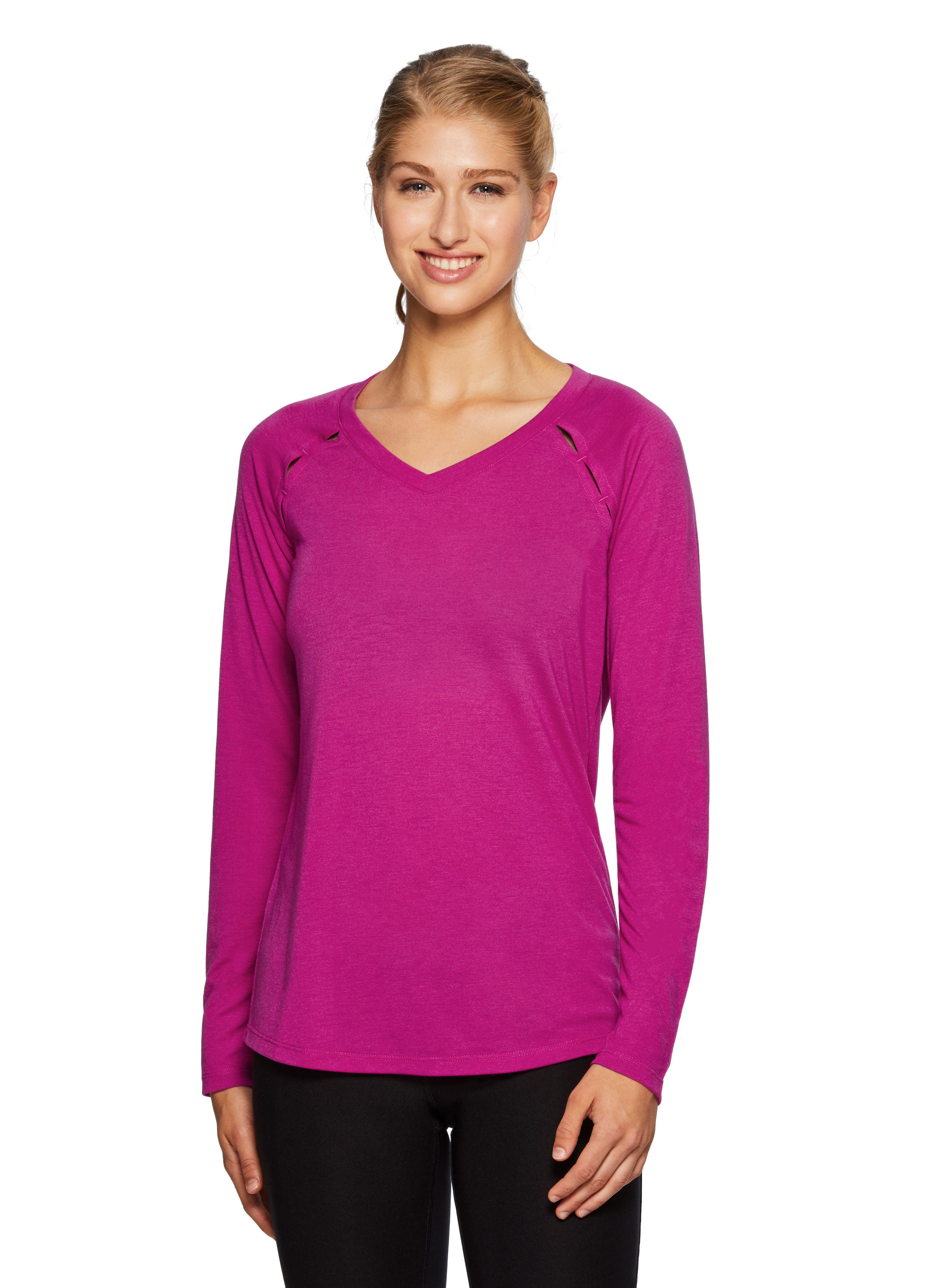RBX - RBX Active Women's Ventilated Long Sleeve Yoga V-Neck T-Shirt ...