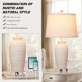 thumbnail image 4 of 25" Farmhouse Jar Table Lamps Set of 2, 3 Way Touch Control Rustic Bedside Lamps with USB A+C Ports & AC Outlet, Pot Nightstand Lamps for Bedroom Living Room (LED Bulbs Included), 4 of 18