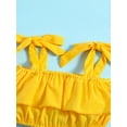 thumbnail image 5 of Infant Baby Girl Kids Two-Piece Swimsuits Cute Summer Tie-up Strap Crop Tops+Ruffle Tutu Shorts Toddlers Swimwear Beachwear 0-3Y, 5 of 10