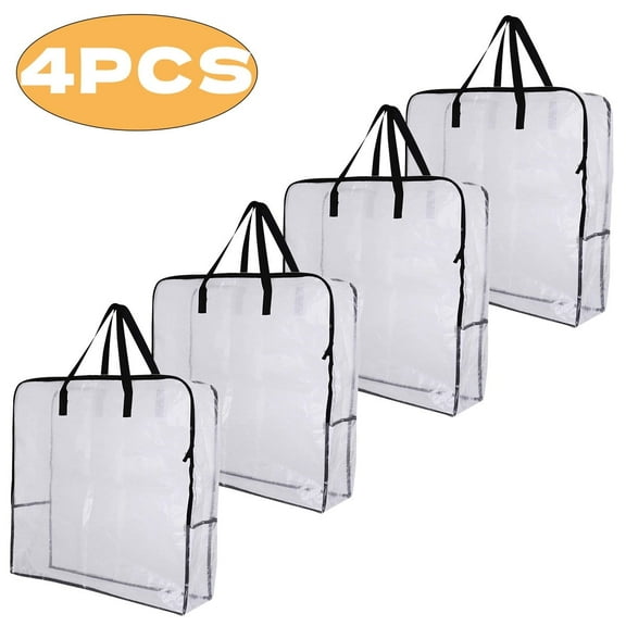 Kabuer Clear Moving Bags  Heavy Duty for Organizing  Storage  College  Cloth 4 Pcs