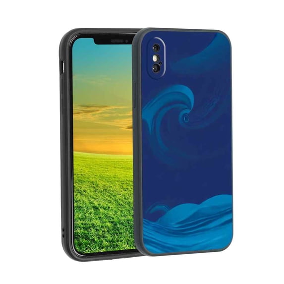 Blue-Wave-Aesthetic-Artwork-96 Phone Case, Degined for iPhone XS Max Case Men Women, Flexible Silicone Shockproof Case for iPhone XS Max
