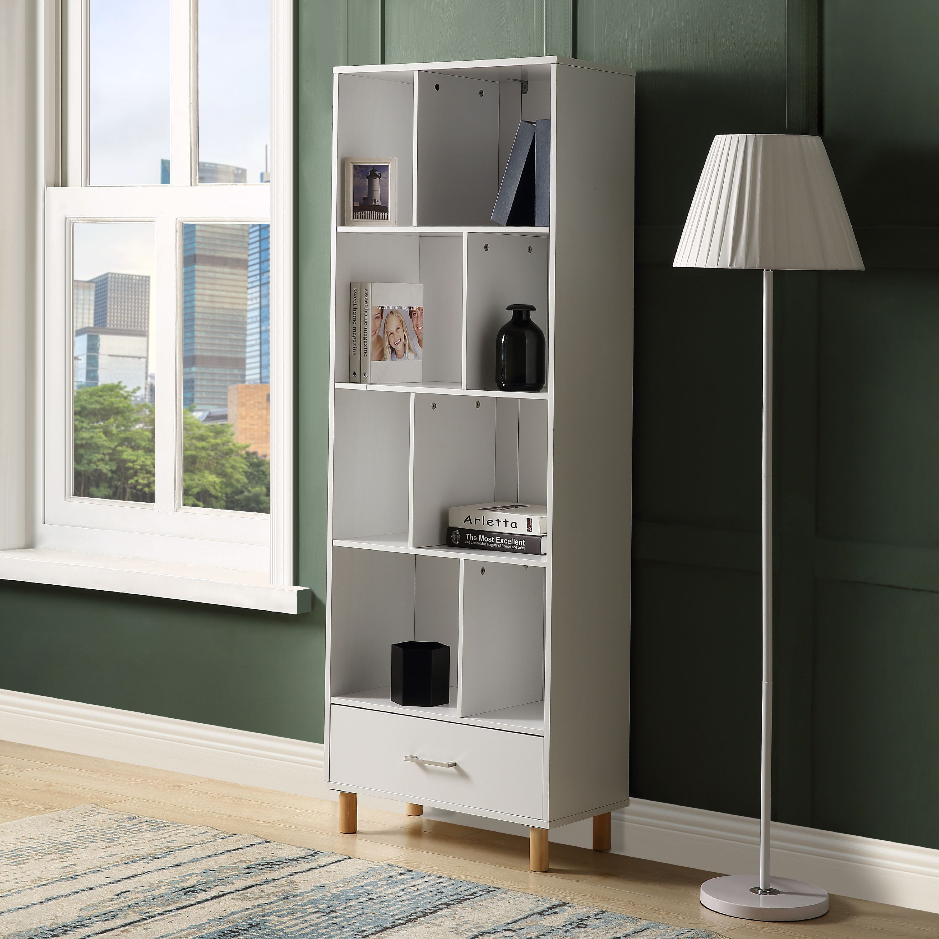 Modern Bookshelves And Bookcases Wooden 4 Shelf Bookcase With Drawer Storage Cabinet For Books Photos Decorations Multi Functional Storage Display Open Bookshelf For Home Office White W8646 Walmart Com Walmart Com Modern Bookshelves And Bookcases Wooden 4 Shelf Bookcase With Drawer Storage Cabinet For Books Photos Decorations Multi Functional Storage Display Open Bookshelf For Home Office White W8646 Walmart Com Walmart Com