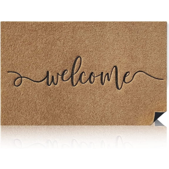Outdoor Mats for Front Door Large 36"x24",Indoor Welcome Mat with Non Slip Rubber Backing,Easy to Clean Entrance Doormat for Home Office Patio Brown