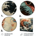 thumbnail image 3 of Designart "Japanese Dragon Wave off Kanagawa III In Blue and Orange"Dragons Metal Wall Art Blue Modern Living Room Wall Art, 3 of 6