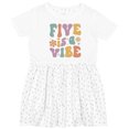thumbnail image 3 of Inktastic Five is a Vibe 5th Birthday Retro Colors Girls Toddler Dress, 3 of 5