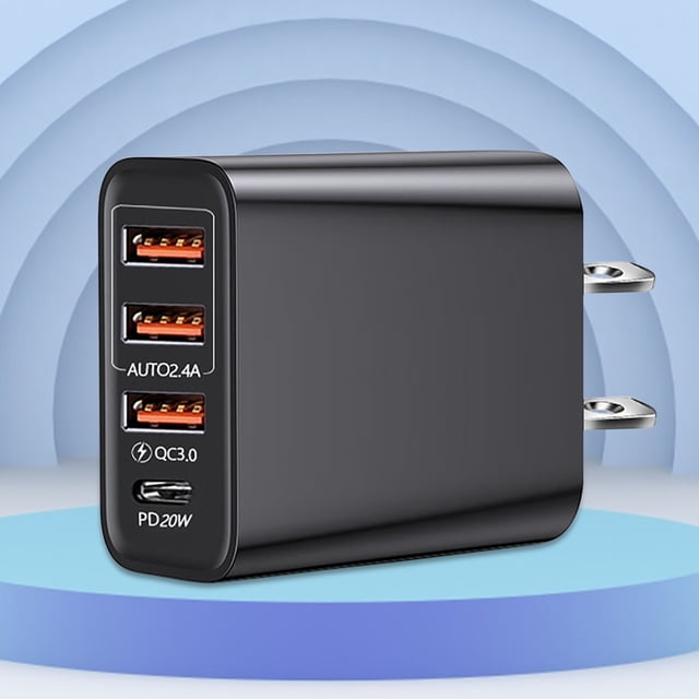 USB+C Wall Mount Phone Charger Portable Fast Charger for Smart Devices Such As Phones, Computers