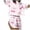 Pink 4, variant on Women's Bow Print Two Piece Paj Set Short Sleeve Top & Split Shorts Lounge Sleepwear Pink M