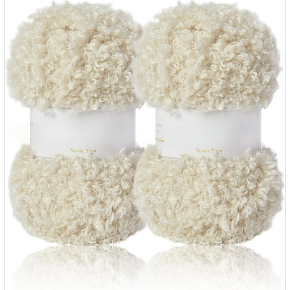 2 Skeins 200g Teddy Fur Yarn Super Soft Yarn Chunky Fluffy Faux Fur Yarn Fuzzy Yarn Eyelash Yarn for Crochet Knit -Total Length 2×50m(2×55yds,3.53oz×2)